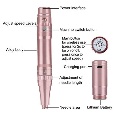 인기가 있는 무선 문신 총 몸 기계 길이 136*20mm 마이크로 블레이딩 무선 PMU 기계 눈?? 머리 스트로크 눈?? 협력 업체
