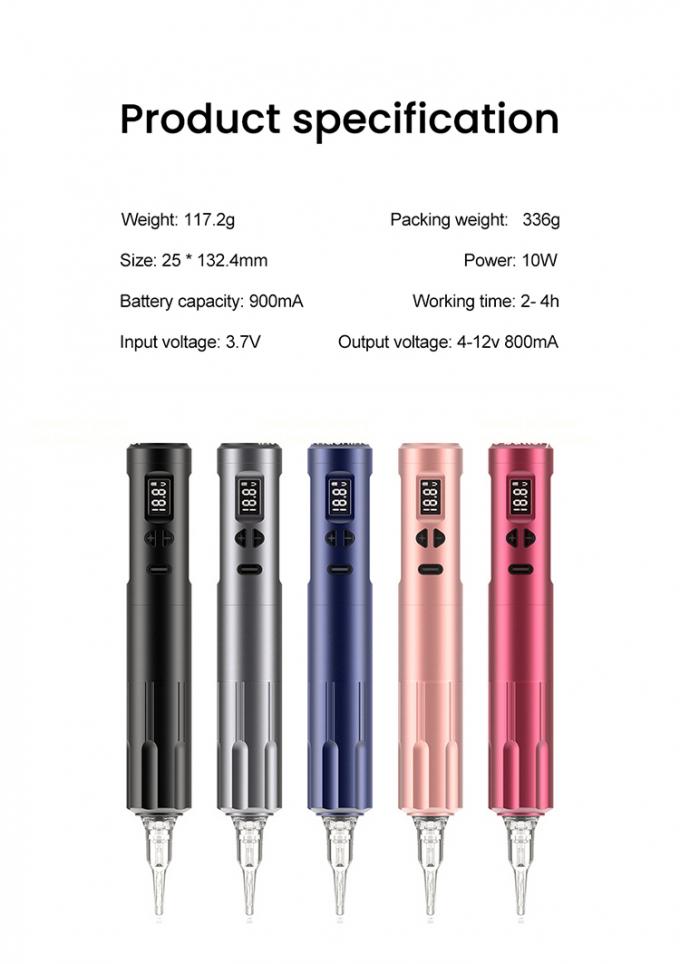 10W 무선 피부 촬영 문신 기계 무선 영구 메이크업 기계 RCA 커넥터 몸 기계 길이 24*132.4mm 8