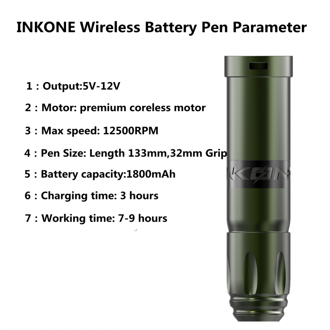 INKONE NARW 브랜드 디지털 LCD 터치 스크린 디스플레이 1800mAh 배터리 문신 펜 마이크로 색소화 기계 무선 문신 기계 4
