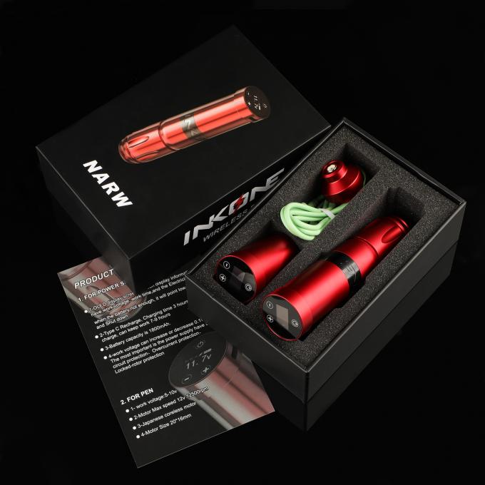 INKONE NARW 브랜드 디지털 LCD 터치 스크린 디스플레이 1800mAh 배터리 문신 펜 마이크로 색소화 기계 무선 문신 기계 16