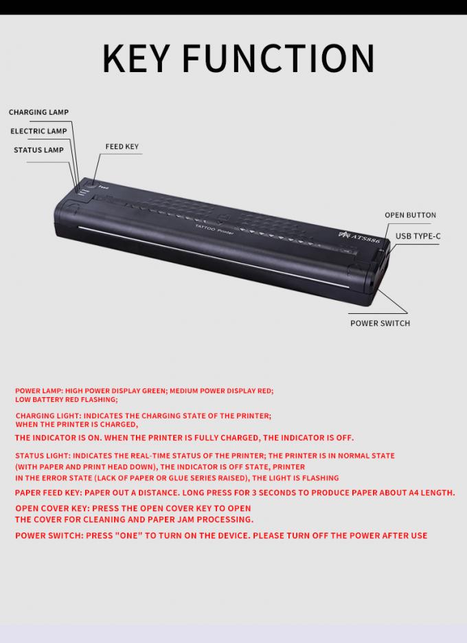 12000mAh 미니 문신 스텐실 프린터 열 복사기 무선 전송 프린터 문신 프린터 10