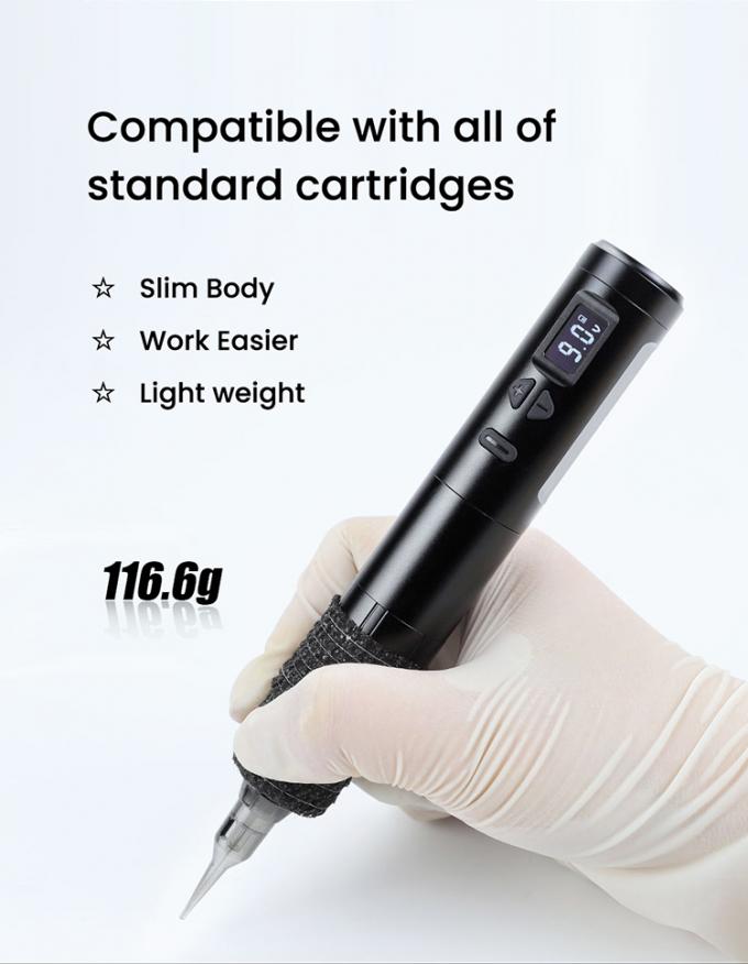 무선 Dermografo 전기 문신 기계 무선 영구 화장 기계 알루미늄 2 배터리 헤드 RCA 커넥터 모델 12