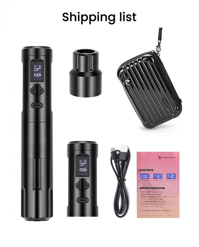 무선 Dermografo 전기 문신 기계 무선 영구 화장 기계 알루미늄 2 배터리 헤드 RCA 커넥터 모델 18
